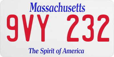 MA license plate 9VY232