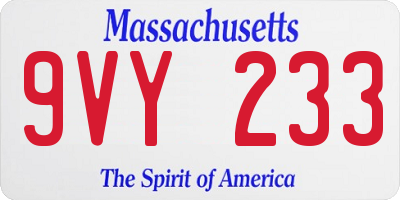 MA license plate 9VY233