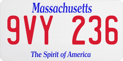 MA license plate 9VY236