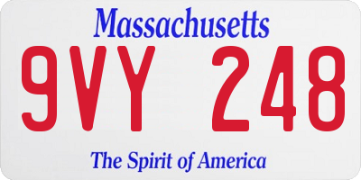 MA license plate 9VY248