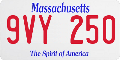MA license plate 9VY250