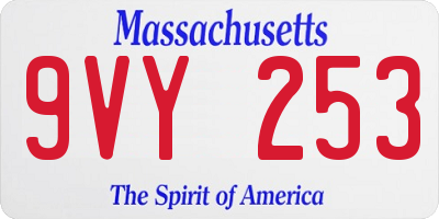 MA license plate 9VY253