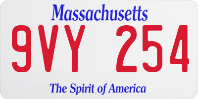 MA license plate 9VY254