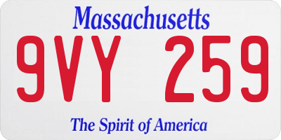 MA license plate 9VY259