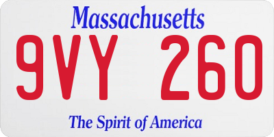 MA license plate 9VY260