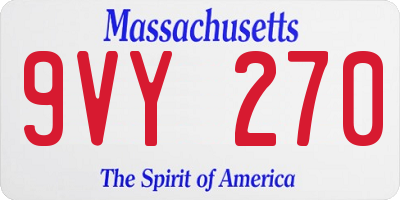 MA license plate 9VY270