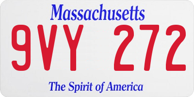 MA license plate 9VY272