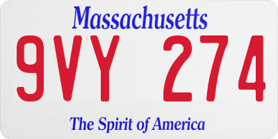 MA license plate 9VY274