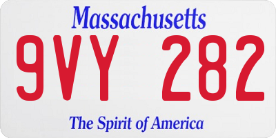 MA license plate 9VY282