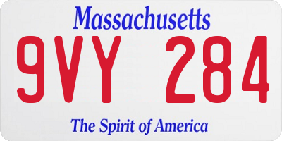 MA license plate 9VY284