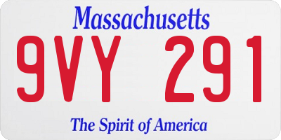 MA license plate 9VY291