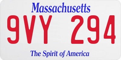 MA license plate 9VY294