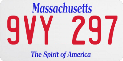MA license plate 9VY297