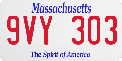 MA license plate 9VY303