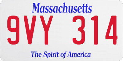 MA license plate 9VY314