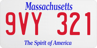 MA license plate 9VY321