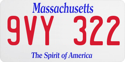 MA license plate 9VY322