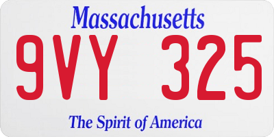 MA license plate 9VY325