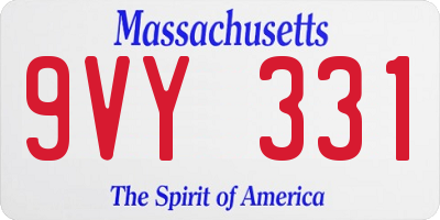 MA license plate 9VY331