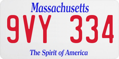 MA license plate 9VY334