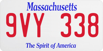 MA license plate 9VY338