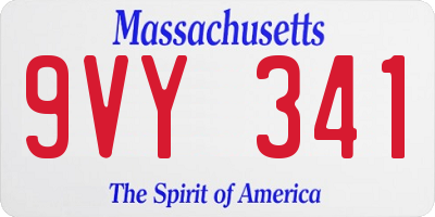 MA license plate 9VY341