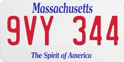 MA license plate 9VY344