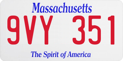 MA license plate 9VY351