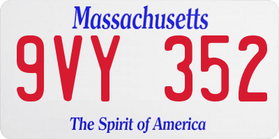 MA license plate 9VY352