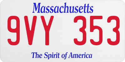 MA license plate 9VY353