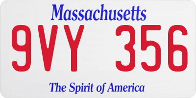 MA license plate 9VY356