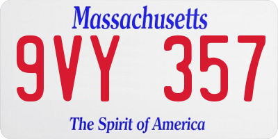 MA license plate 9VY357