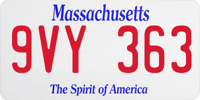 MA license plate 9VY363