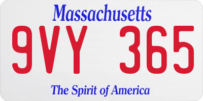 MA license plate 9VY365