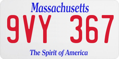 MA license plate 9VY367