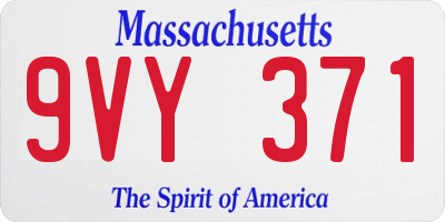 MA license plate 9VY371
