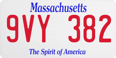 MA license plate 9VY382