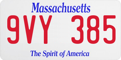 MA license plate 9VY385