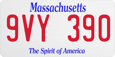 MA license plate 9VY390