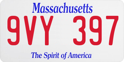 MA license plate 9VY397