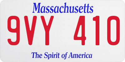 MA license plate 9VY410
