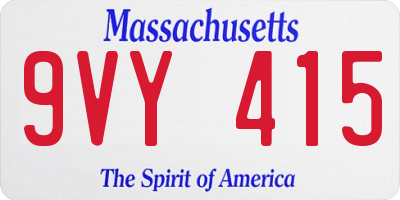 MA license plate 9VY415