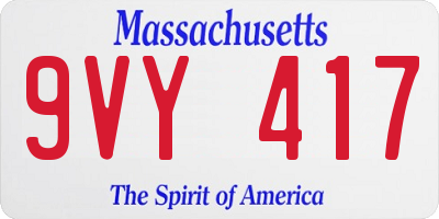 MA license plate 9VY417