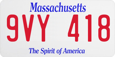 MA license plate 9VY418