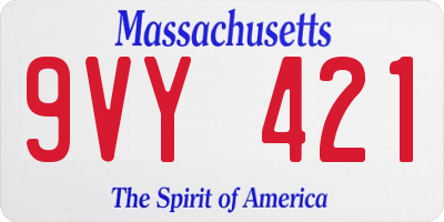 MA license plate 9VY421