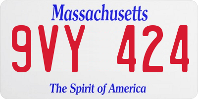 MA license plate 9VY424