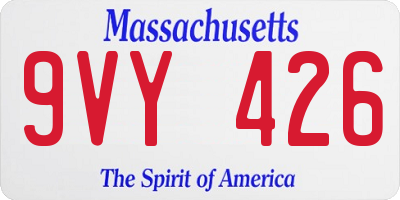 MA license plate 9VY426