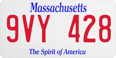 MA license plate 9VY428