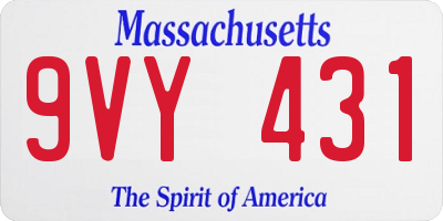 MA license plate 9VY431