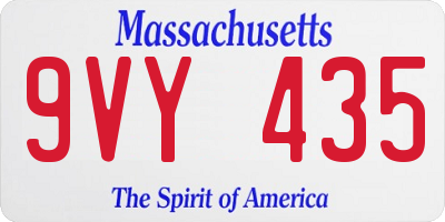 MA license plate 9VY435